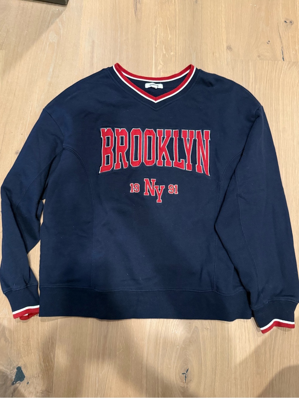 Garage Navy Blue Brooklyn Sweatshirt with Red Trim